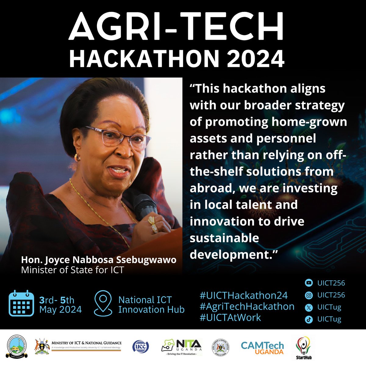 In line with the Uganda Vision 2040 & NDP III, #UICTHackathon24 aims to invest in local talent and innovation in order to accelerate sustainable development. #AgricTechHackathon #UICTAtWork @PrincipalUICT @UCC_ED @Educ_SportsUg @NITAUgandaED @InnovationHubUg @MosesWatasa
