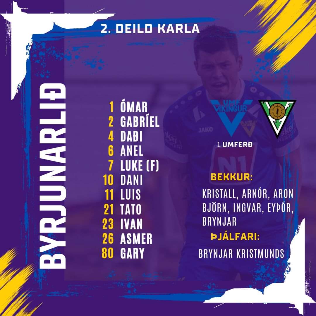 Byrjunarliðið í dag. Minnum alla á að leikurinn byrjar kl 16. 00 og það er frítt inn í boði Steinunnar SH