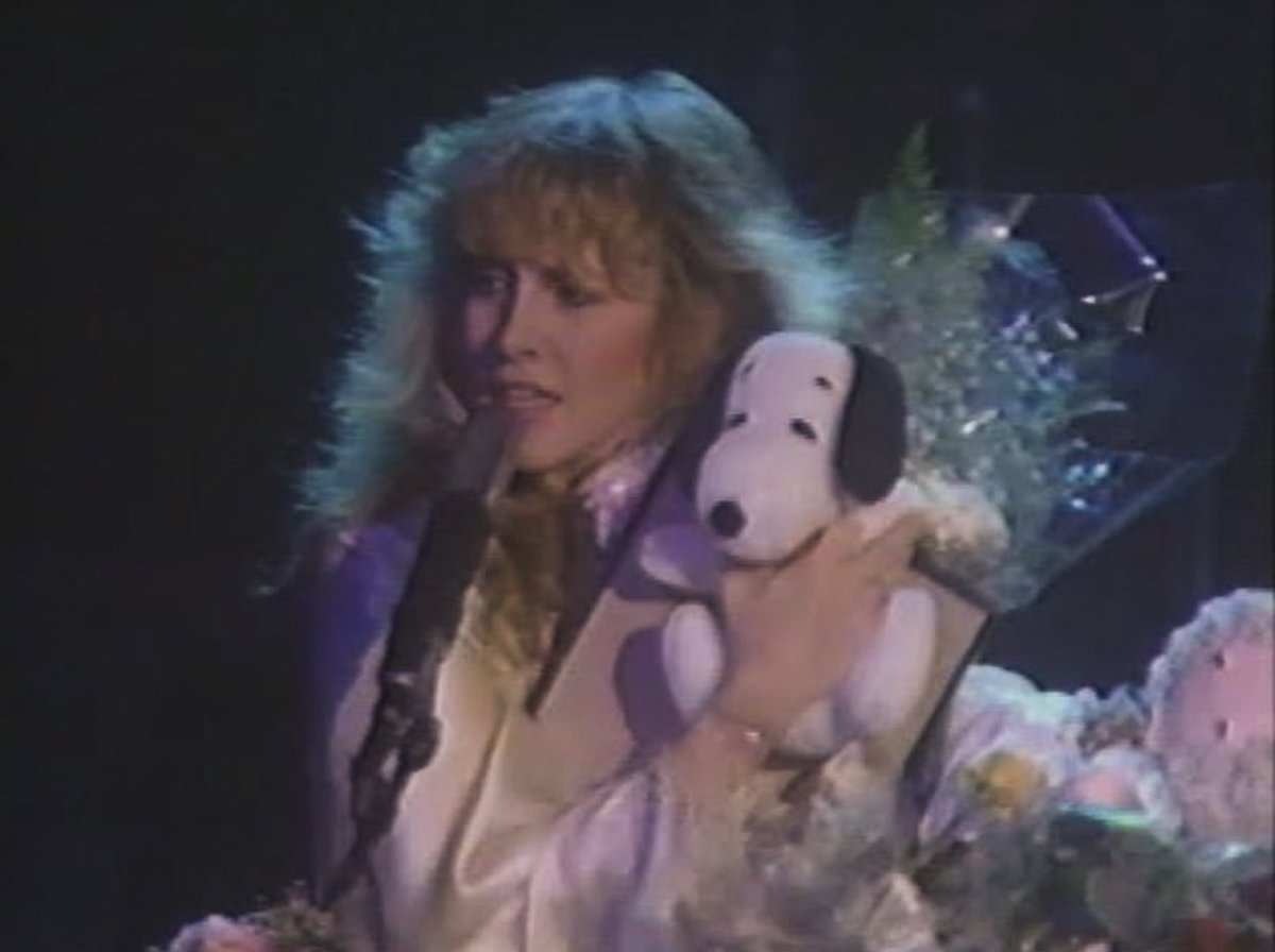 Stevie Nicks on stage with Snoopy