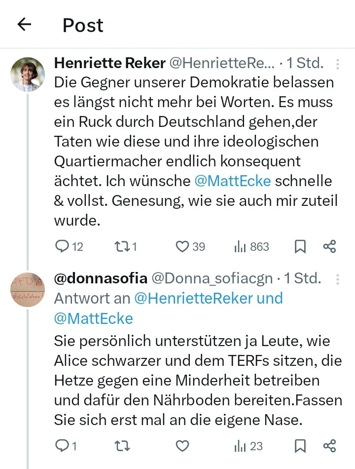 wenn Männer gewalttätig werden, haben Alice und die Terfs den Nährboden dafür bereitet, oder so... 👀