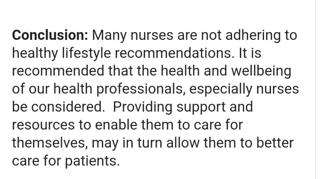 Great read 👀
ajan.com.au/index.php/AJAN…
'Registered nurses as role models for healthy lifestyles'

But a great closing conclusion👇
@BritSocLM @LifeMedEurope @PLMcourse @LifeMedGlobal @JamieWaterall @JacquiSReilly @mrsgmorris1 @timspector @doctors_kitchen