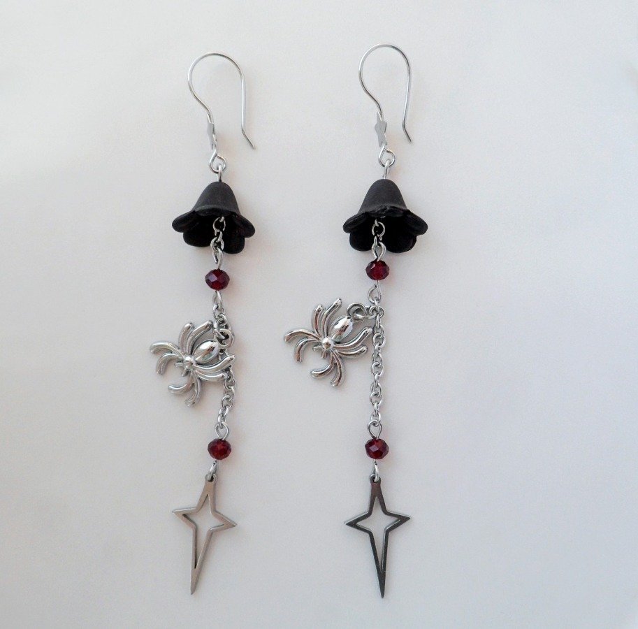 Black Spider Earrings