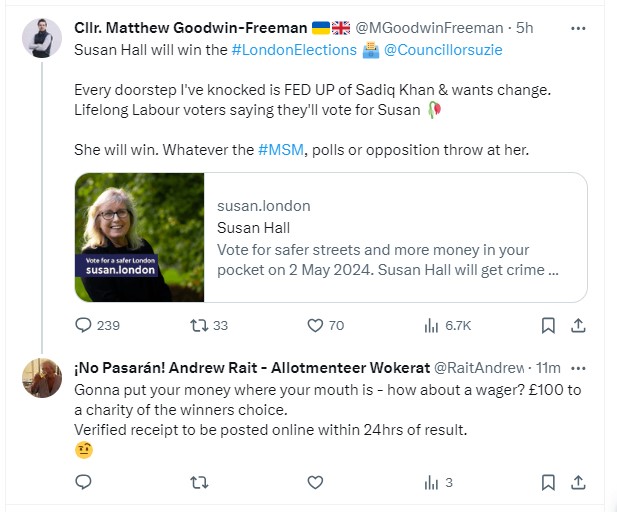 I always knew that @MGoodwinFreeman wouldn't stump up for this wager over his ludicrous claim on who'd win the #LondonMayoralElection. Sadly the #RNLI will have missed out due to him being frit 🤨🤡