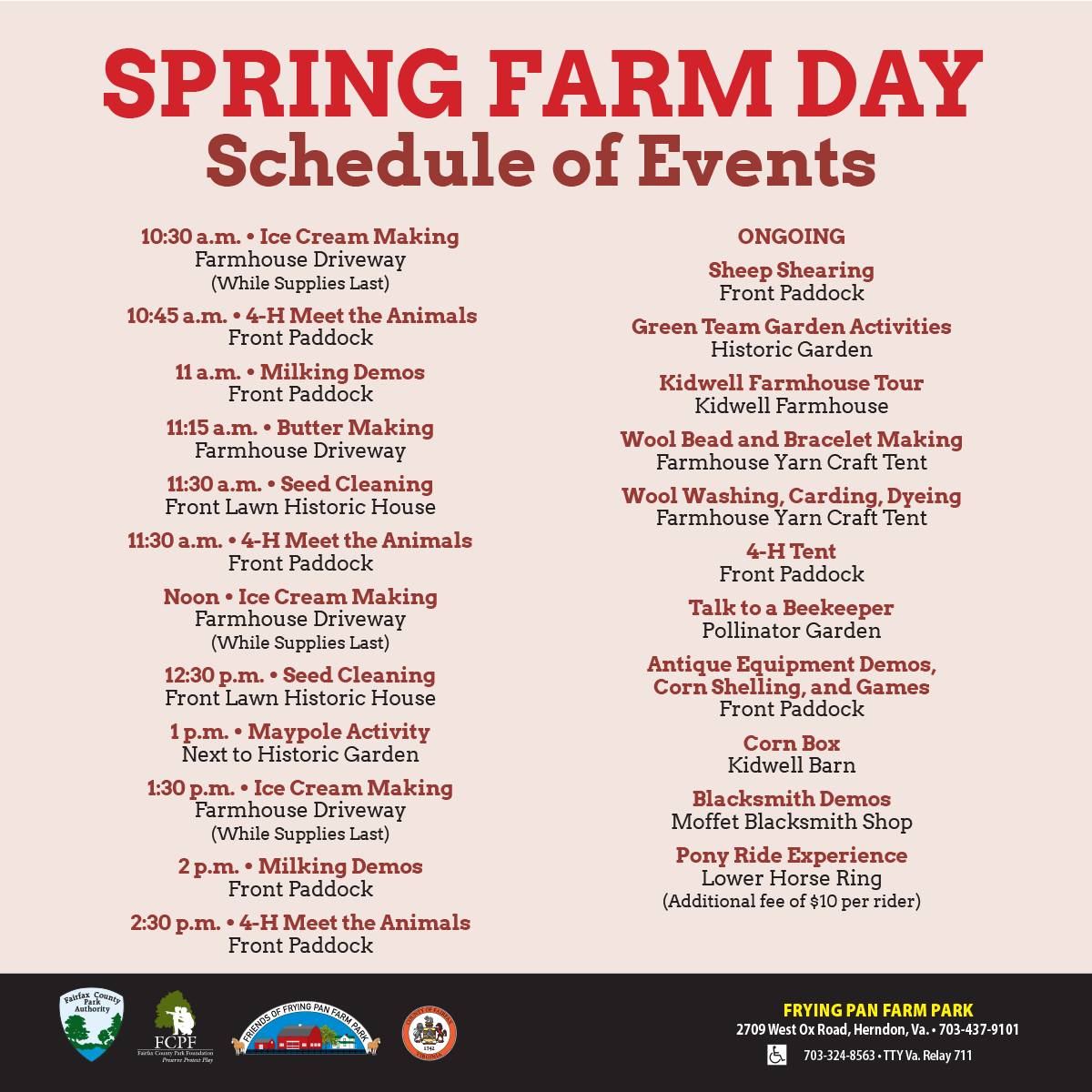 Spring Farm Day at Frying Pan Farm Park is happening TODAY (5/4) rain or shine! 🐷🌧️ We're here until 3 p.m. with tons of fun activities under tents and in the barn. Plus, the Pony Ride experience is happening in the indoor arena! Event Details: bit.ly/3w3rBJQ