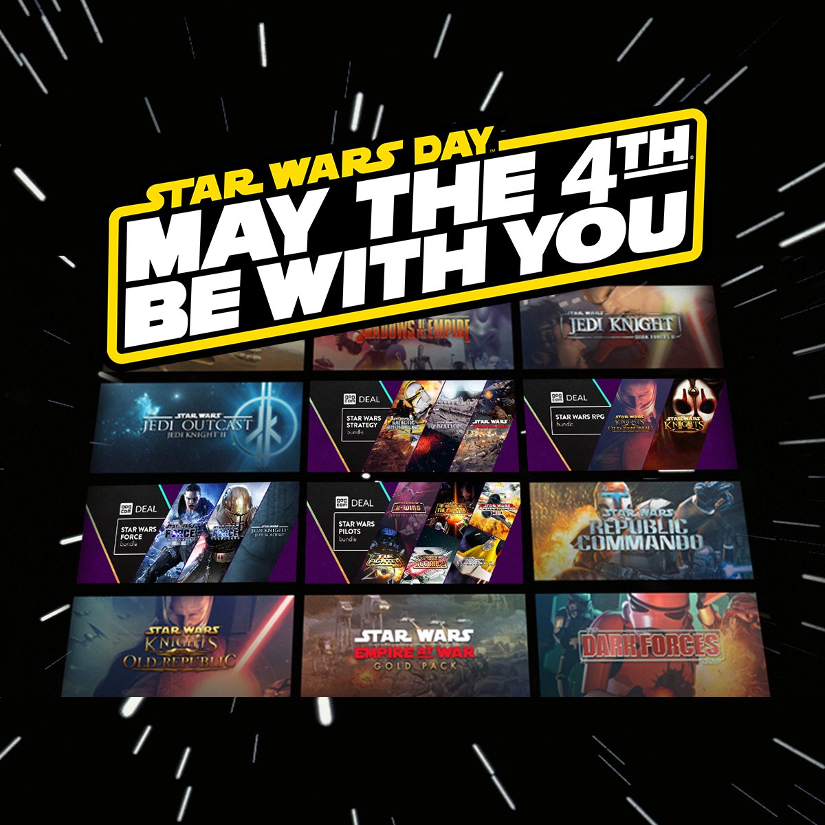 Tonight we vacate Earth ✨ Happy Star Wars Day, go get some classic DRM-free games! bit.ly/May4thGOG