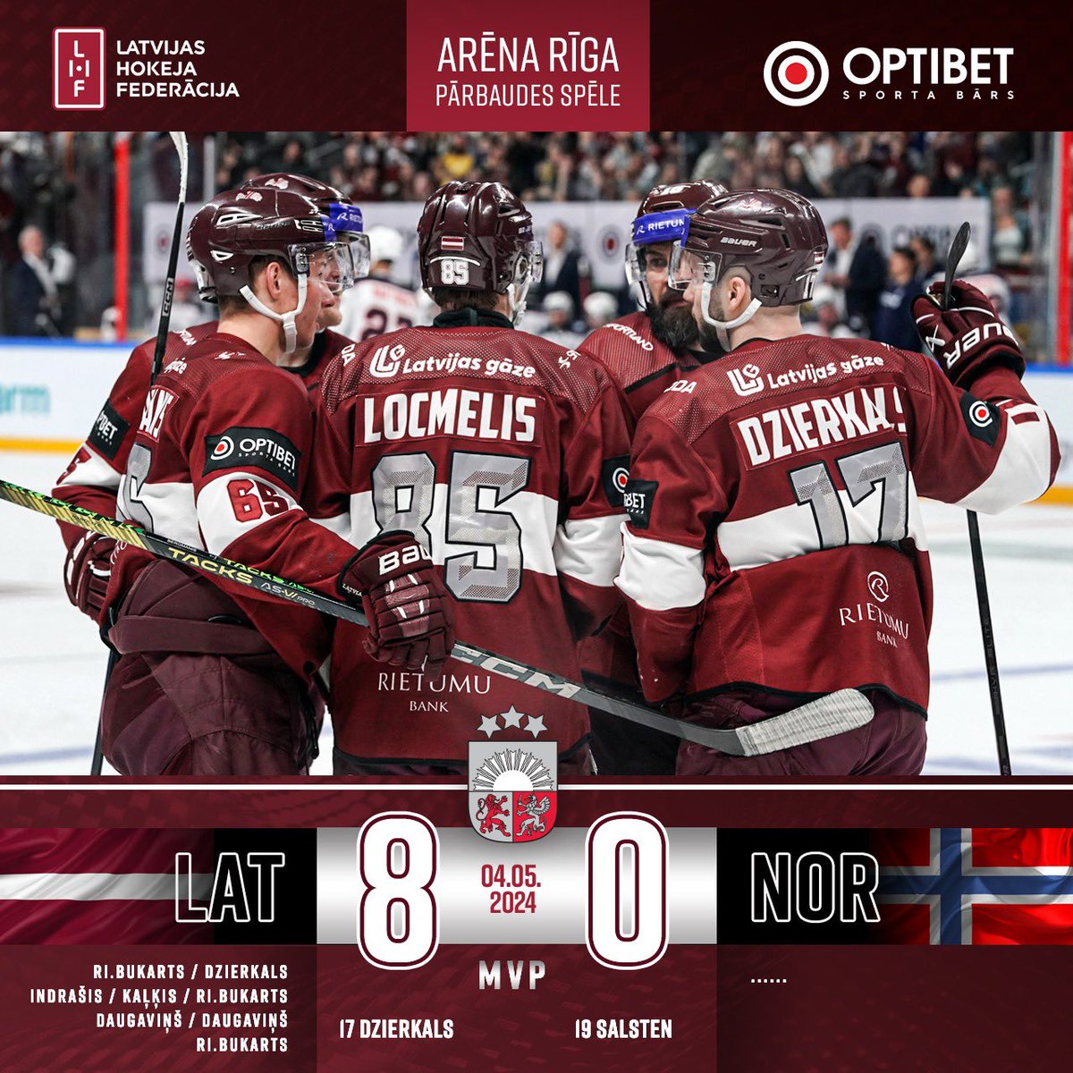 🔥🔥🔥 Latvijas 🇱🇻 nacionālā izlase pēdējā pārbaudes spēlē sagrauj Norvēģiju 🇳🇴!!!!!! 

Paldies līdzjutējiem par fantastisko atbalstu, Jūs esat labākie 🙌