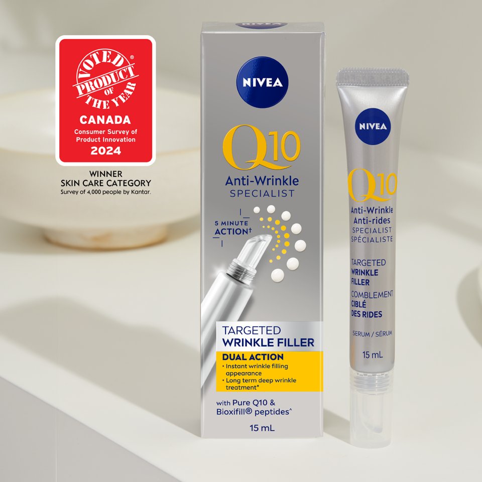 Like the way you look and love the way you feel with NIVEA Q10 Anti-Wrinkle Specialist™ Targeted Wrinkle Filler! Visibly reduce the look of fine lines in 5 MINUTES. 
#NIVEACanada #NIVEA #NIVEAQ10 #Q10TargetedWrinkleFiller #Antiwrinkle #poycanada2024 #productoftheyear