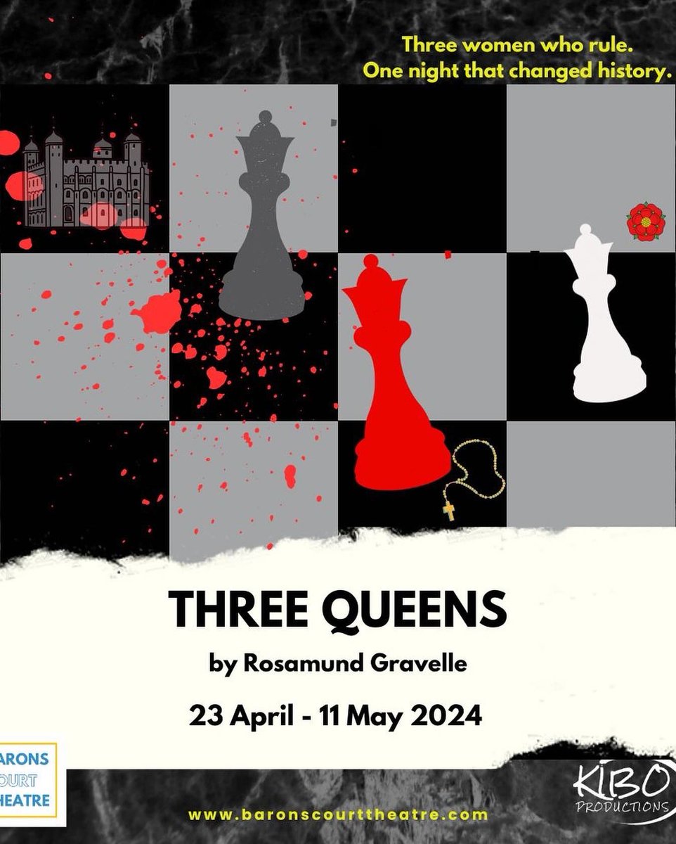 There’s still chance to catch this compelling new play, in which the lives of three Tudor queens converge - with dramatic consequences 👑👑👑 #threequeens #rosamundgravelle #kiboproductions #baronscourttheatre