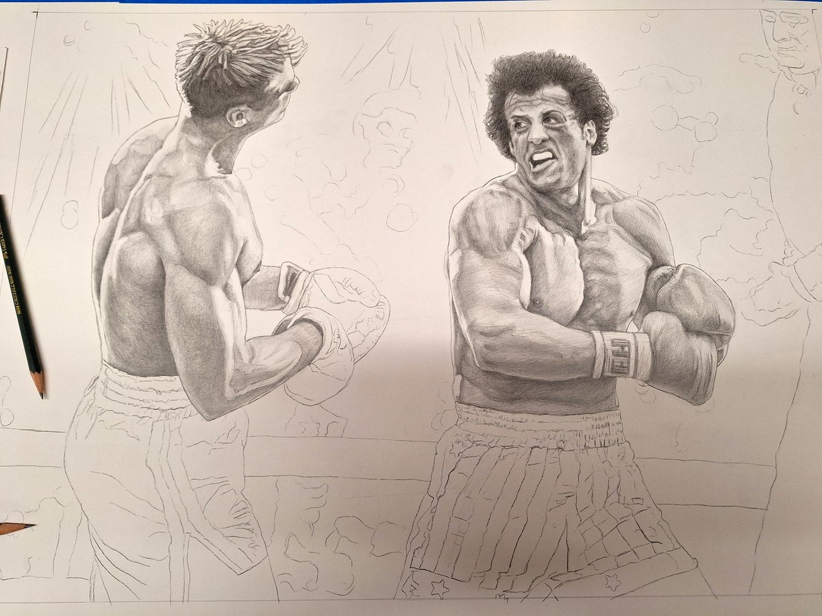 Making progress on my new pencil drawing! #illustration #popculture #movieart #Rocky