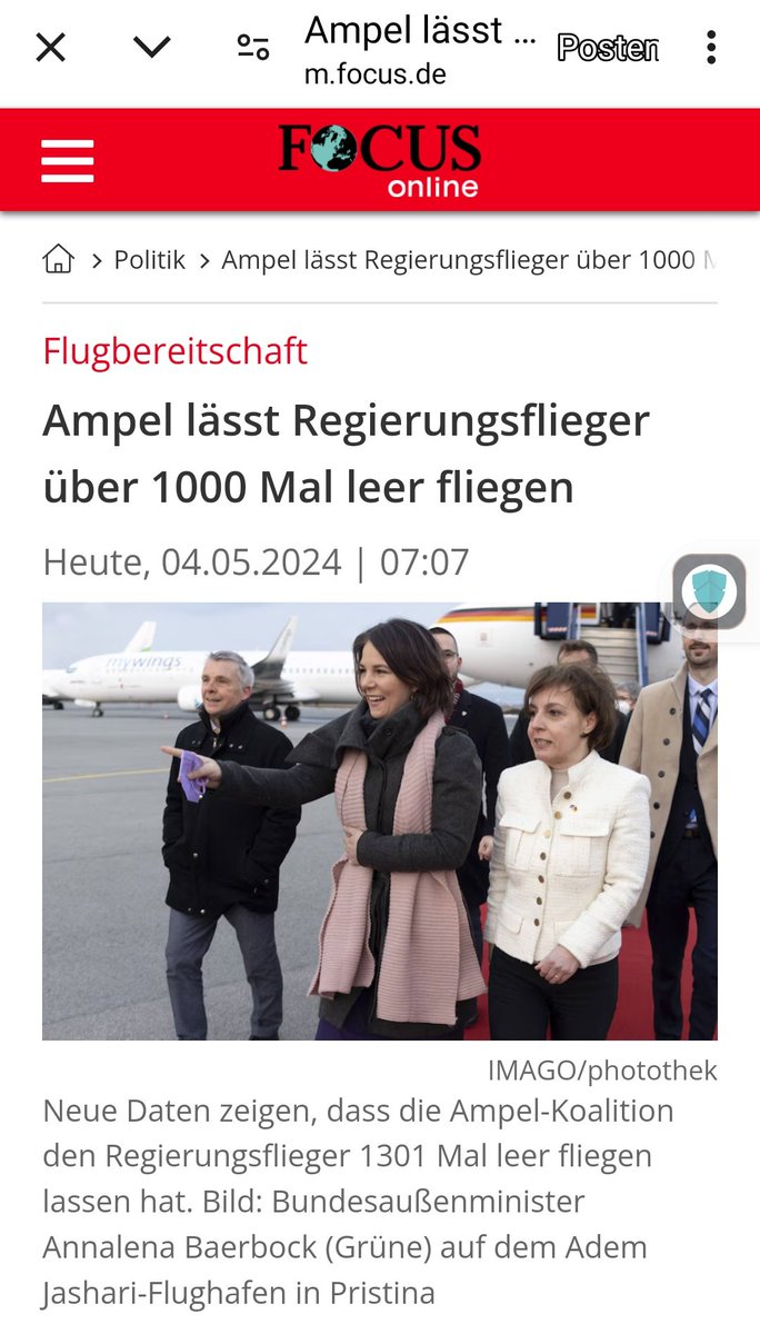 Und Sie glauben, dass die @GrueneBundestag @fdpbt
@spdbt tatsächlich an den menschengemachten Klimawandel glauben und ernsthaft den CO2-Ausstoß reduzieren wollen?

'Neue Daten zeigen, dass die Ampel-Koalition den Regierungsflieger 1301 Mal leer fliegen lassen hat. Die Leerflüge…