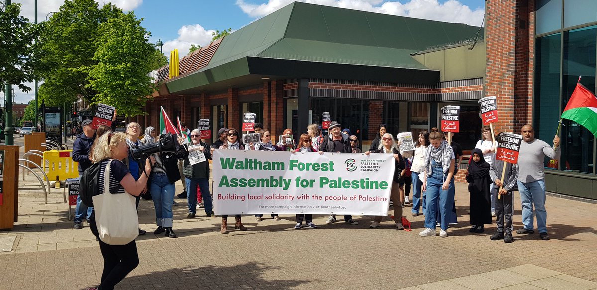 We protested 2day saying it loud&clear WF is NOT liking McDonald's support 4 Gaza genocide. McDonald's can own up & move on,  but so far, all we heard was defening silence from its bosses #BoycottMcDonalds #FreePalestine #CeaseFireNow #walthamforest #leytonstone