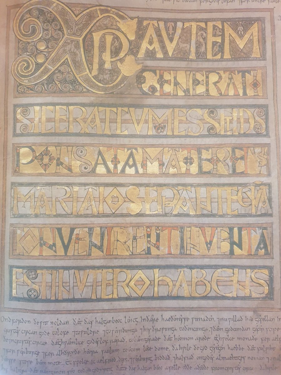 Lindisfarne, the first gospel by Lake.  The Codex Aureus a copy of the four gospels.(8th Century copy)