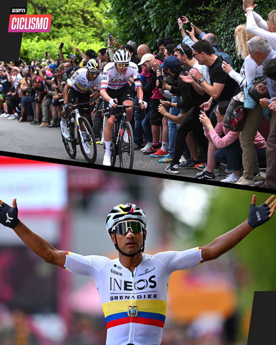 Se fue mano a mano contra #Pogacar y se lo ganó. ¡TREMENDO LO DE JHONATAN #NARVÁEZ! 🔥 #GiroDItalia