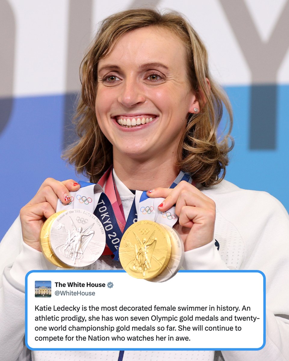 Katie Ledecky has one more medal to add to her vast collection:

The Presidential Medal of Freedom 🎖️