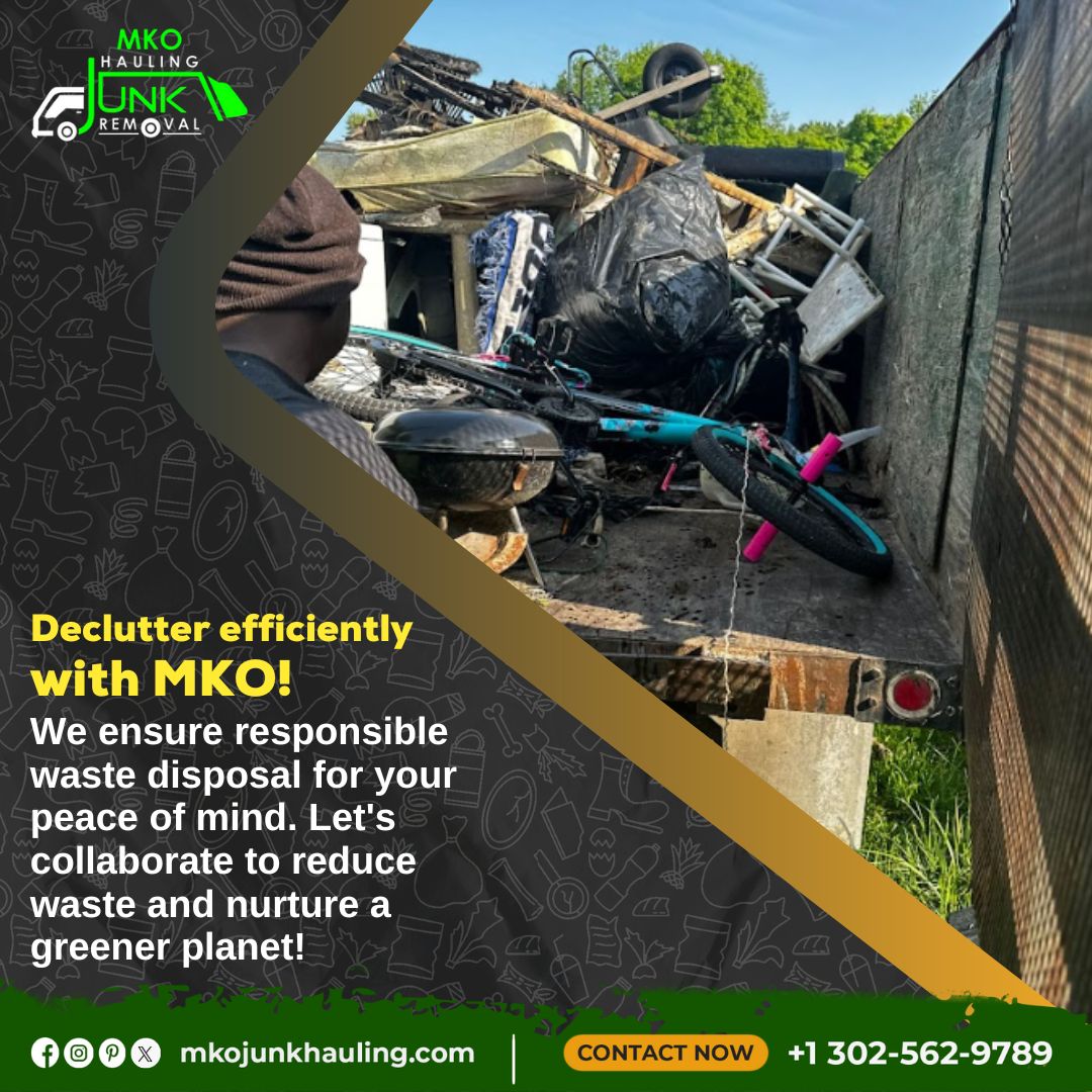 Declutter efficiently with MKO! We ensure responsible waste disposal for your peace of mind. 

Call us Now:  +1 302-562-9789
#MKO #hauling #junkremoval #wastedisposal #greenerplanet #efficiency #peaceofmind #reducewaste #declutter #collaborate #happysaturday