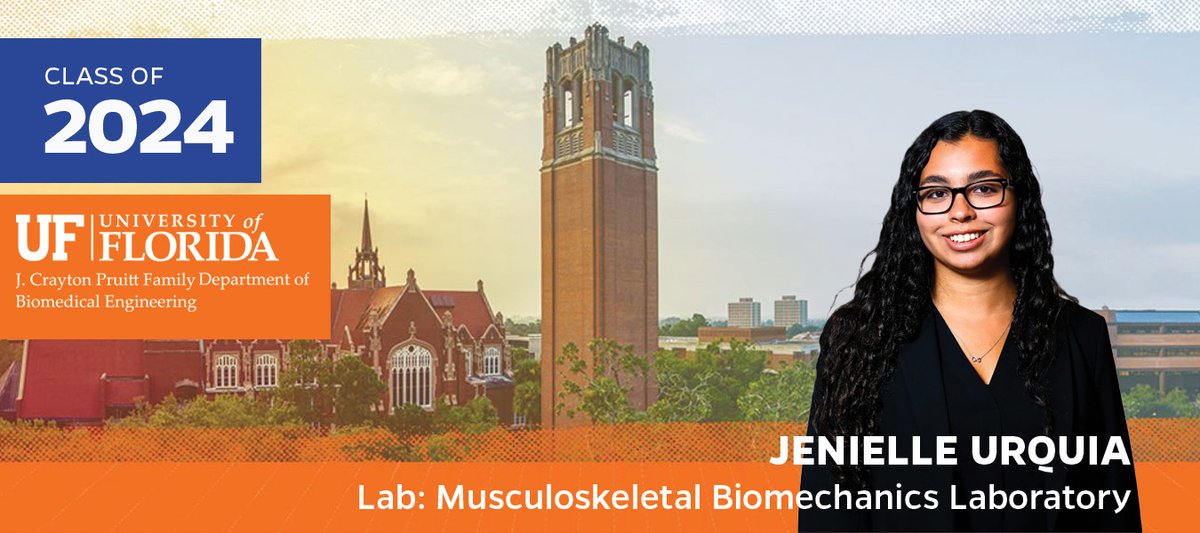 Congratulations to Jenielle Urquia, our newest Master's graduate from @UFBME. Her insightful work on force propagation in Carpometacarpal Osteoarthritis at Dr. Nichols' Lab is truly inspiring. Best wishes for a bright future ahead! @JenNicholsPhD #UFgrad bme.ufl.edu/student-spotli…