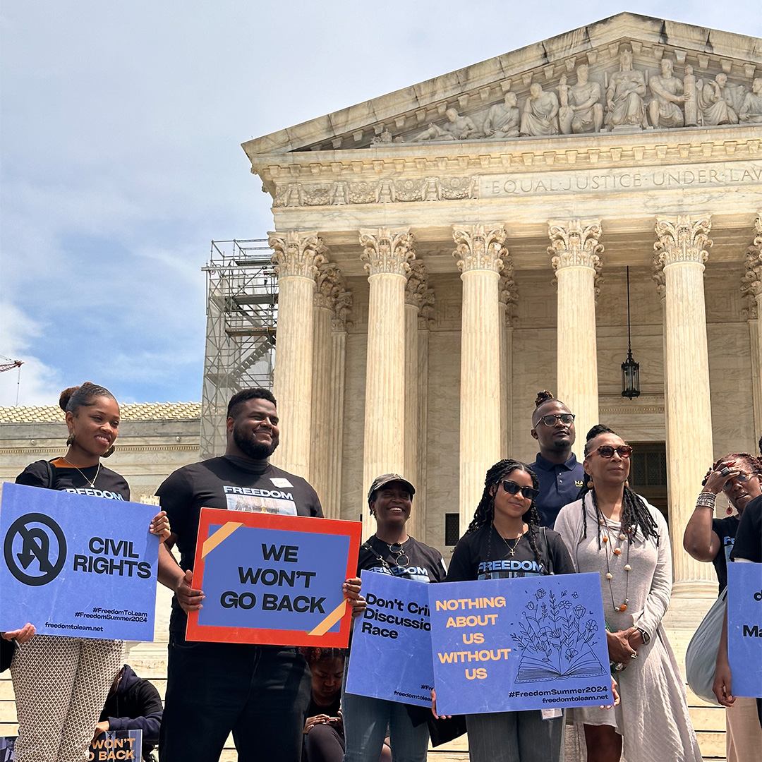 'We stand on the steps where we argued in this very court to ensure that our children could sit in the seats at the very universities that they are now protesting.' —@wordsofwiz27, National Director of @NAACPYC_, during Friday's #FreedomToLearn rally. 👉🏾 bit.ly/4bkcfj0