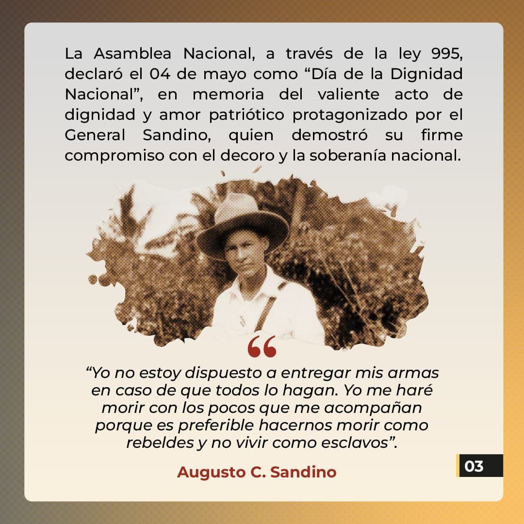 Vencimos, vencemos y venceremos por que tenemos dignidad nacional gracias a nuestro gran héroe Augusto C. Sandino #UnidosEnVictorias #SoberaníayDignidadNacional