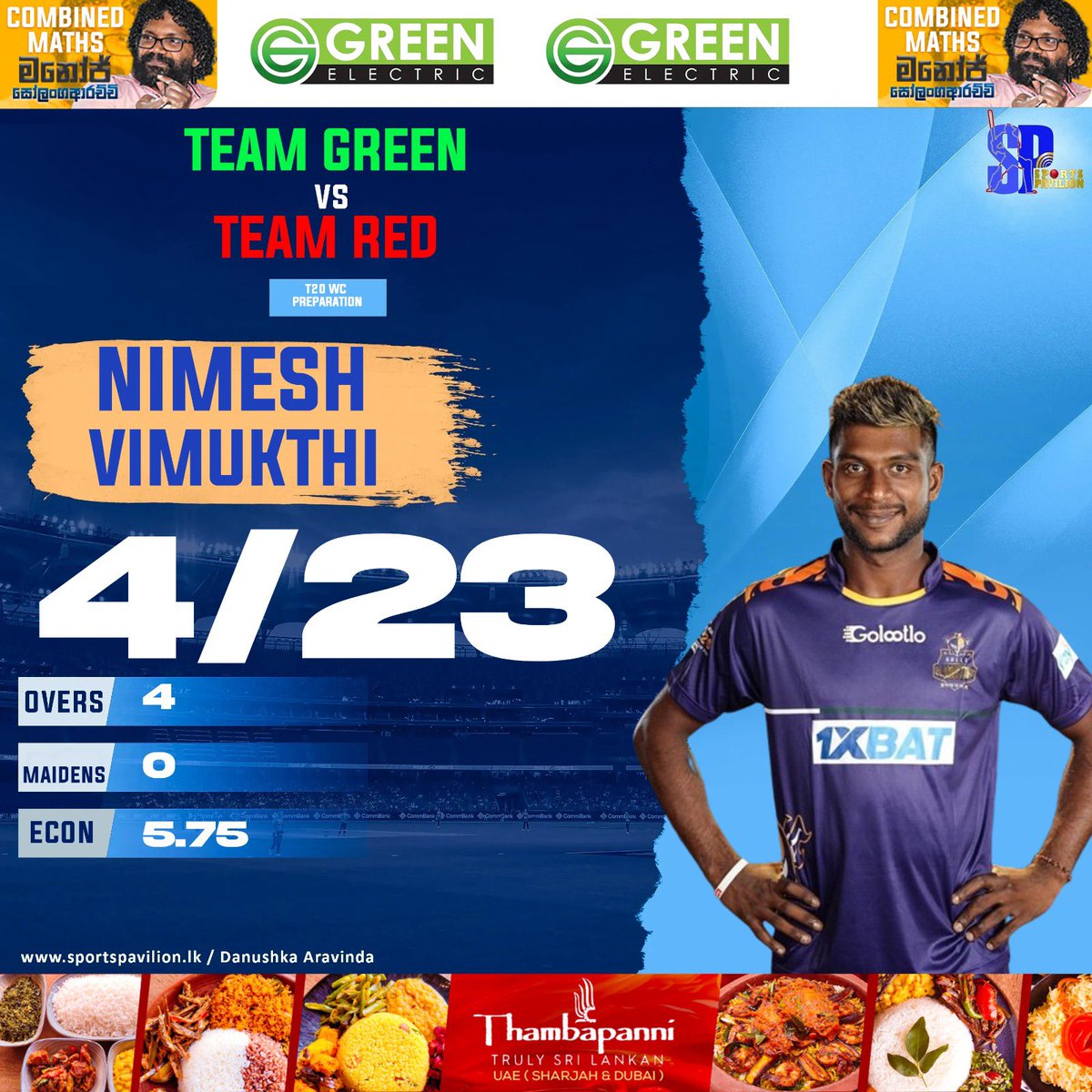 Brilliant Spell from Team Red ⚾️ Nimesh Vimukthi against Team Green 

4/23 (4)

#sportspavilionlk #NimeshVimukthi #TeamRed #danushkaaravinda