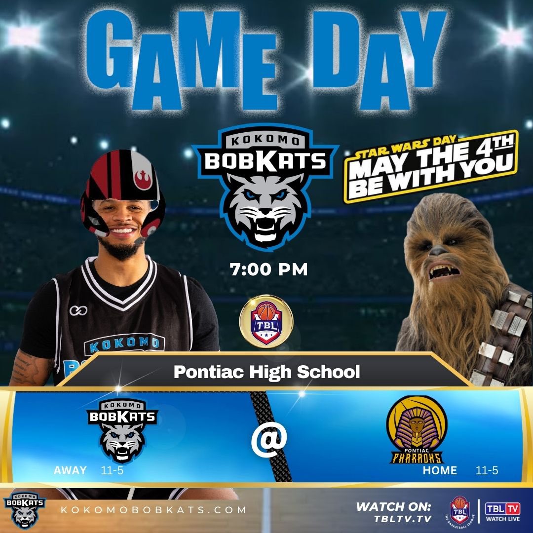 Happy Star Wars day and may the force be with us as we head to Pontiac for HUGE TBL matchup against the Pontiac Pharoahs. Tune in to TBL TV to watch two of the best teams in the conference battle it out! #GoBobkats