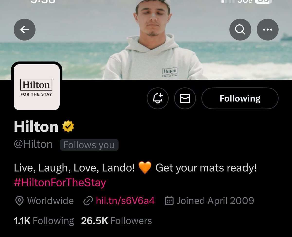 oomf and the biggest lando fan account (@Hilton) absolutely ate with this one