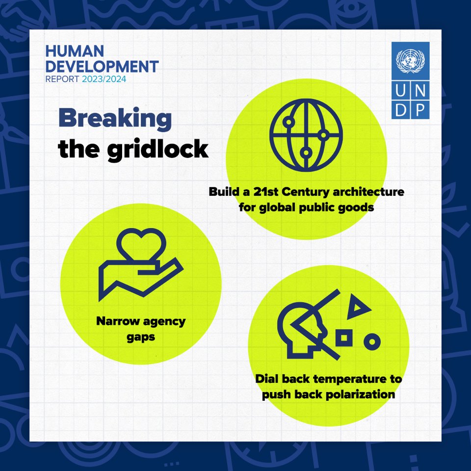 Our intertwined problems require equally interconnected solutions. @UNDP’s #HDR2024 proposes policy recommendations for breaking our current gridlock and global public goods from which we all benefit. More in our new report: report.hdr.undp.org