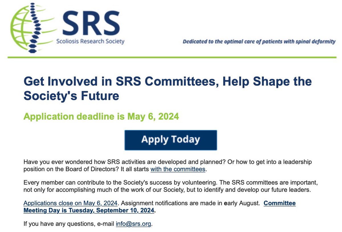 Get involved with the @SRS_org and shape its future by applying for a committee- deadline is Monday May 6. Volunteer leadership at its best!