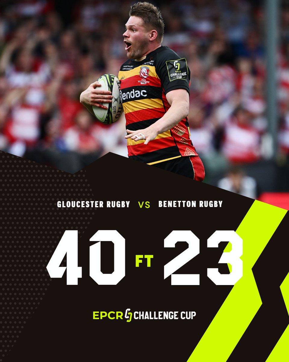 🍒 @GLOUCESTERRUGBY REACH THE FINAL 🍒 An emphatic win at Kingsholm and Gloucester Rugby's double dream continues 🏆 #ChallengeCupRugby