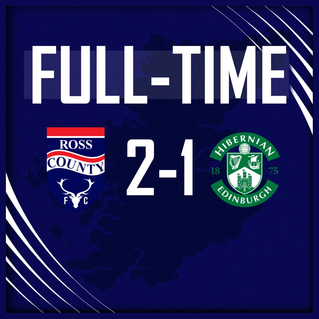 Full-time at Global Energy Stadium: Ross County 2-1 Hibernian A late Jordan White goal secures all 3 points for the Staggies!