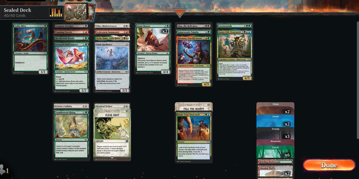 Got through MTGA Open day1 on the second try with a mighty pool. Hope to have that pure luck on day2 as well 🥰