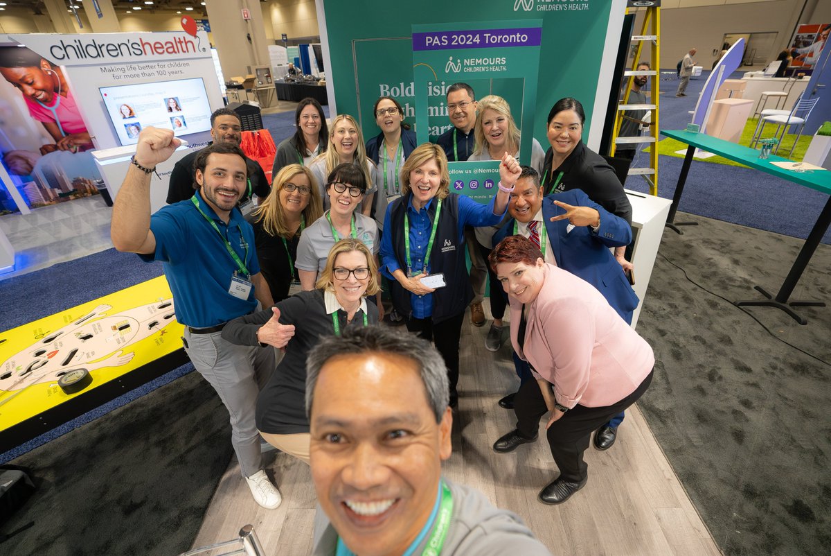 CherylMunn's tweet photo. The @Nemours team is gearing up for day 2 at #PAS2024 come by booth #717! We will be live streaming our Well Beyond Medicine Podcast, at 2:30 p.m. #WellBeyond https://t.co/aIvFhESZgL https://t.co/QVg7FuRI7U