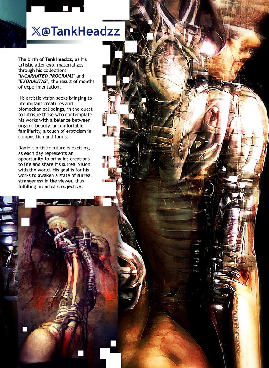 GM fam 💀☕️ If you like dark, abstract and biomechanical art, you must know Daniel, Argentinean, better known as @TankHeadzz 🔥

In the latest issue N° 27 of #AguilarMagazine you can read about him, his story and his work 💯

Physical Mag available ✅️
Worldwide shipping ✈️