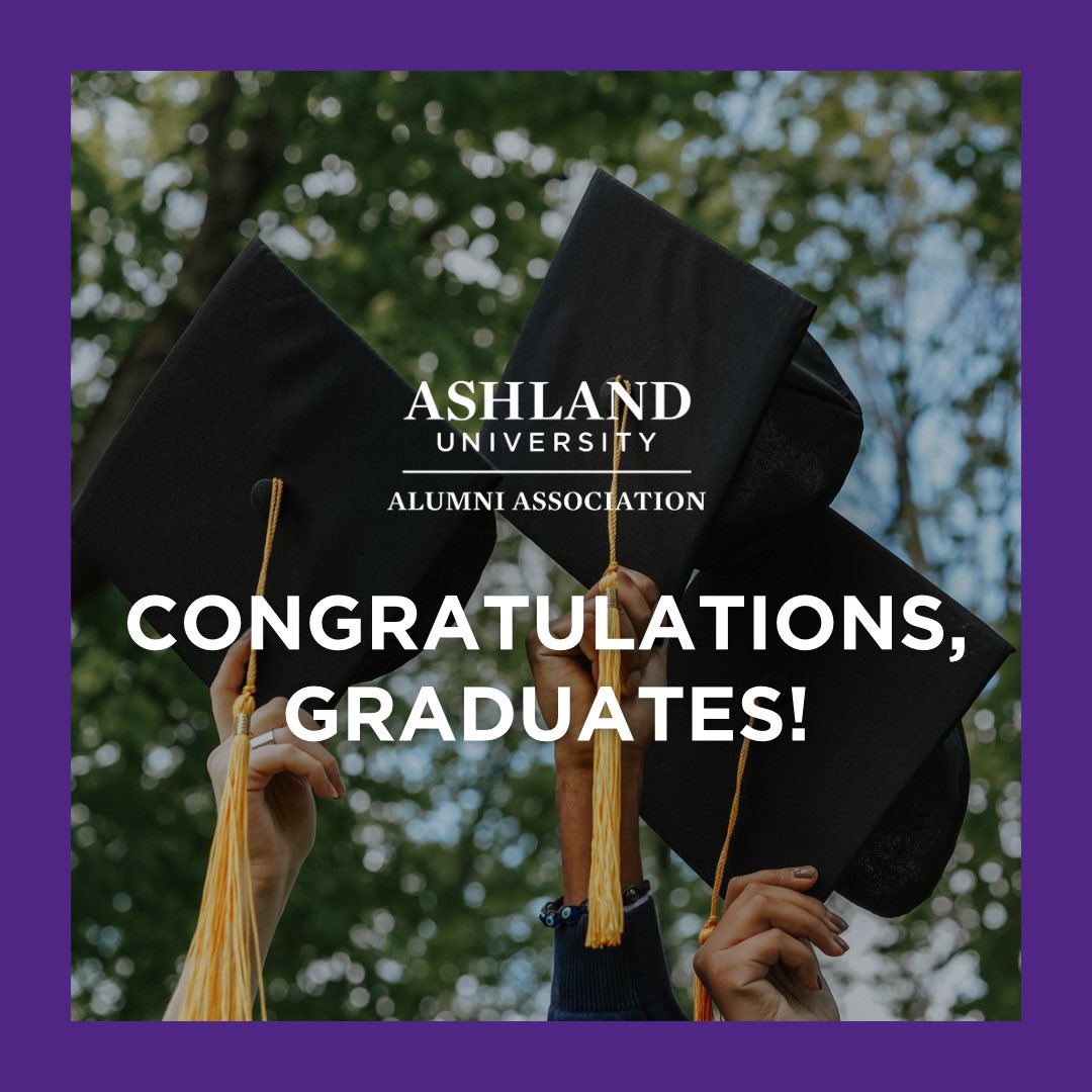 Today we welcome the class of 2024 to the Ashland University Alumni Association! We are incredibly proud of your hard work and accomplishments. Stay connected as we honor your journey and celebrate your bright future! Please join us in congratulating our newest AU alumni! 🎓💜