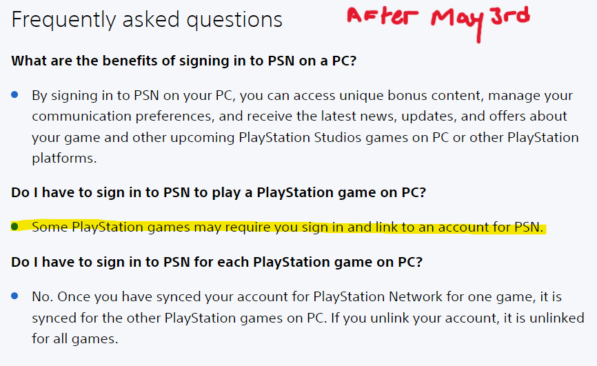 StrangeLeafNS's tweet photo. @ChrisHarte7 On Sonys website, prior to the announcement and backlash, their FAQ stated that PC games wouldn't be required to have a PSN account. That was the impression my friends and I had when we bought the game. Theres also the reason behind the requirement for a PSNA that I don't like. https://t.co/QeT4tcHuz4