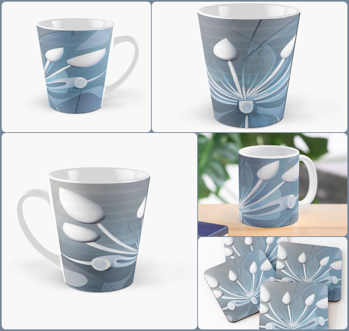 Rhapsody Paradox Coffee Mug~by Art Falaxy ~Be Artful~ #accents #homedecor #art #artfalaxy #coasters #mugs #puzzles #acrylicblocks #aprons #redbubble #trendy #modern #gifts #FindYourThing #gray #white #blue redbubble.com/i/mug/Rhapsody…