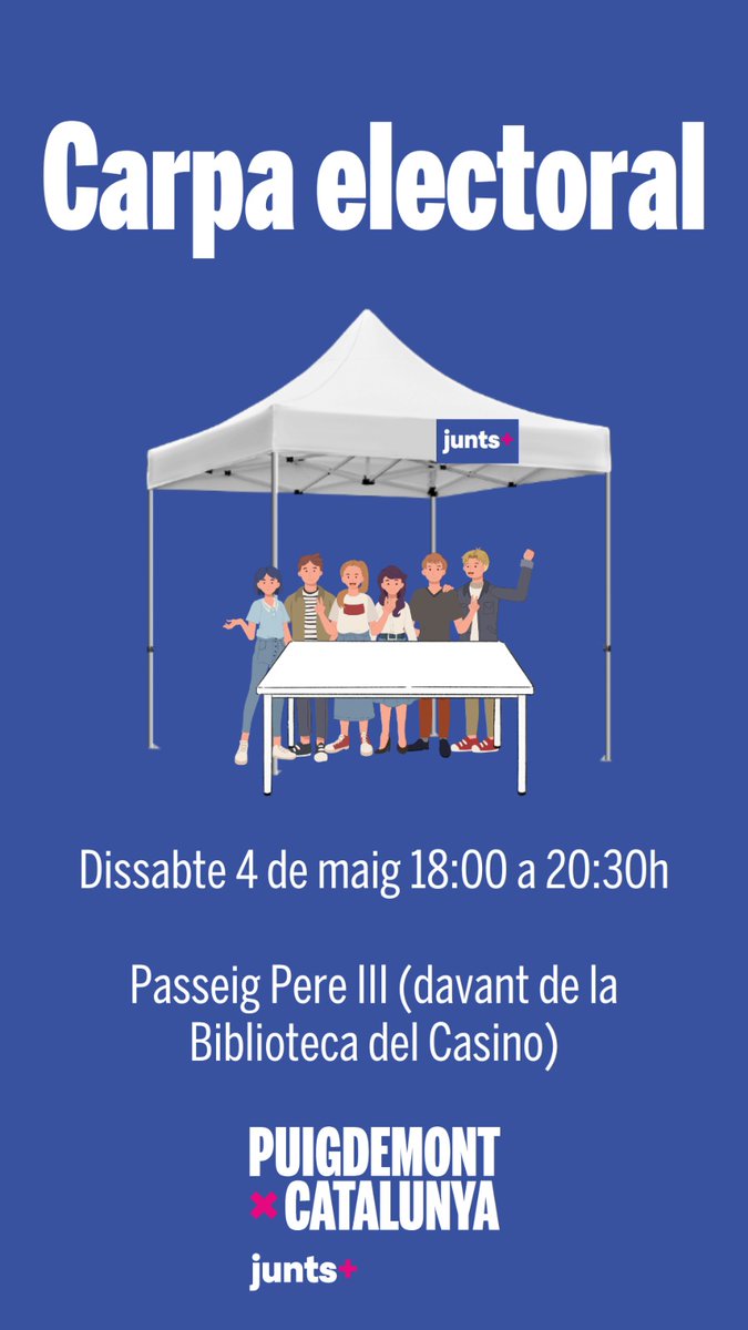 Us esperem a la nostra carpa, de 18 a 20:30h, al Passeig Pere III (davant de la Biblioteca del Casino)!