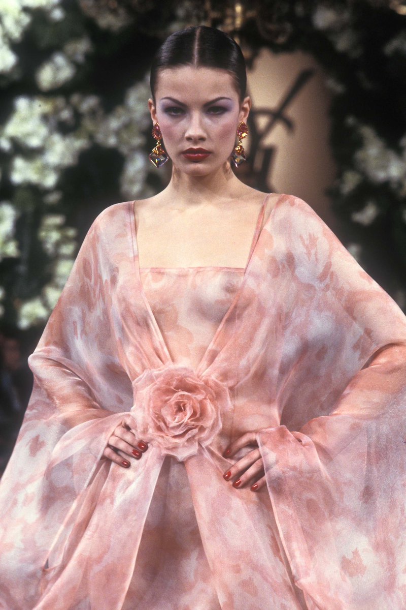 bella wearing vintage ysl spring ‘99 haute couture!! MOTHERRRRRR