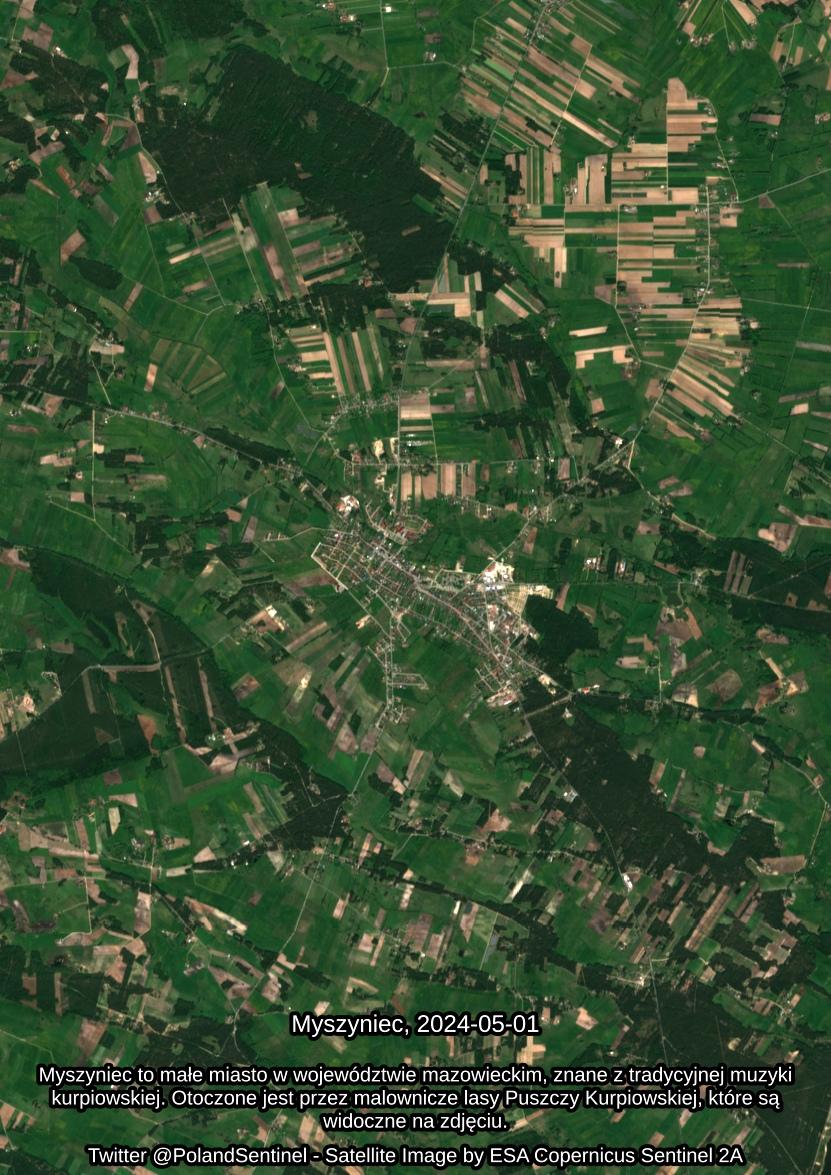 Myszyniec - 2024-05-01 - Satellite Image by ESA Sentinel 2A - #SatelliteImagery #Copernicus #Sentinel2