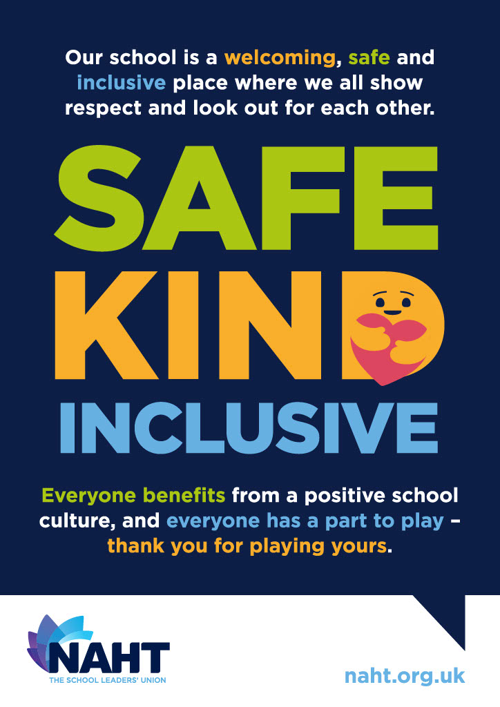 All school leaders and their staff should feel respected and protected at work, and every child deserves to learn in a welcoming, safe and inclusive environment. Download one of our free posters to put up in your school. ➡️ bit.ly/3Rrr8Xw #NAHTconf