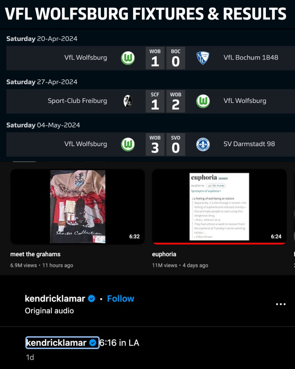 VfL Wolfsburg 🤝  Kendrick Lamar

Three Ws in a row! 😅