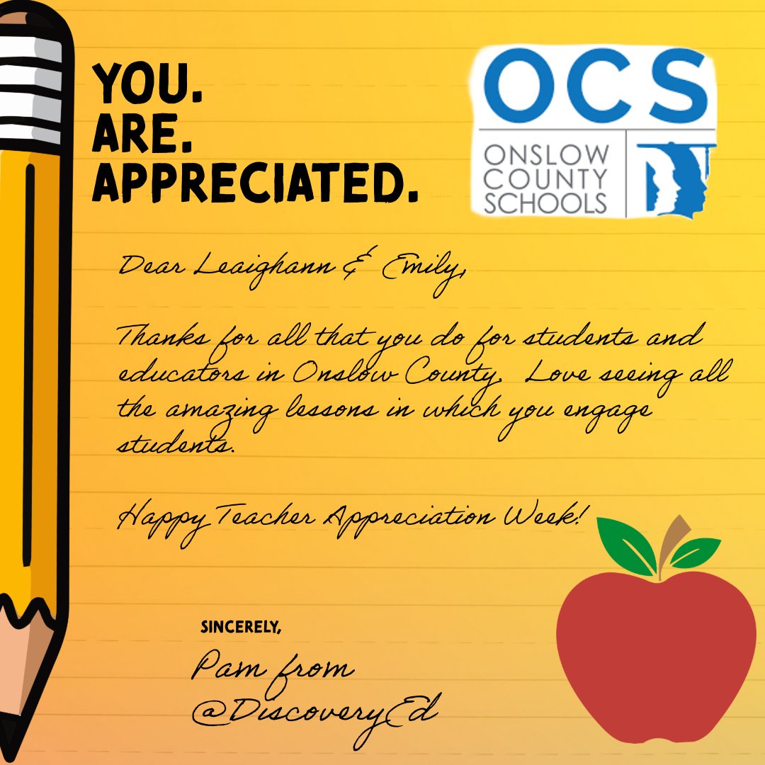 @LeighannWhiteh2 & @emfanning24, Thanks for all that you do to spread @DiscoveryEd 🪄 in @OnslowSchools 

#BetterTogether #onslowdlt