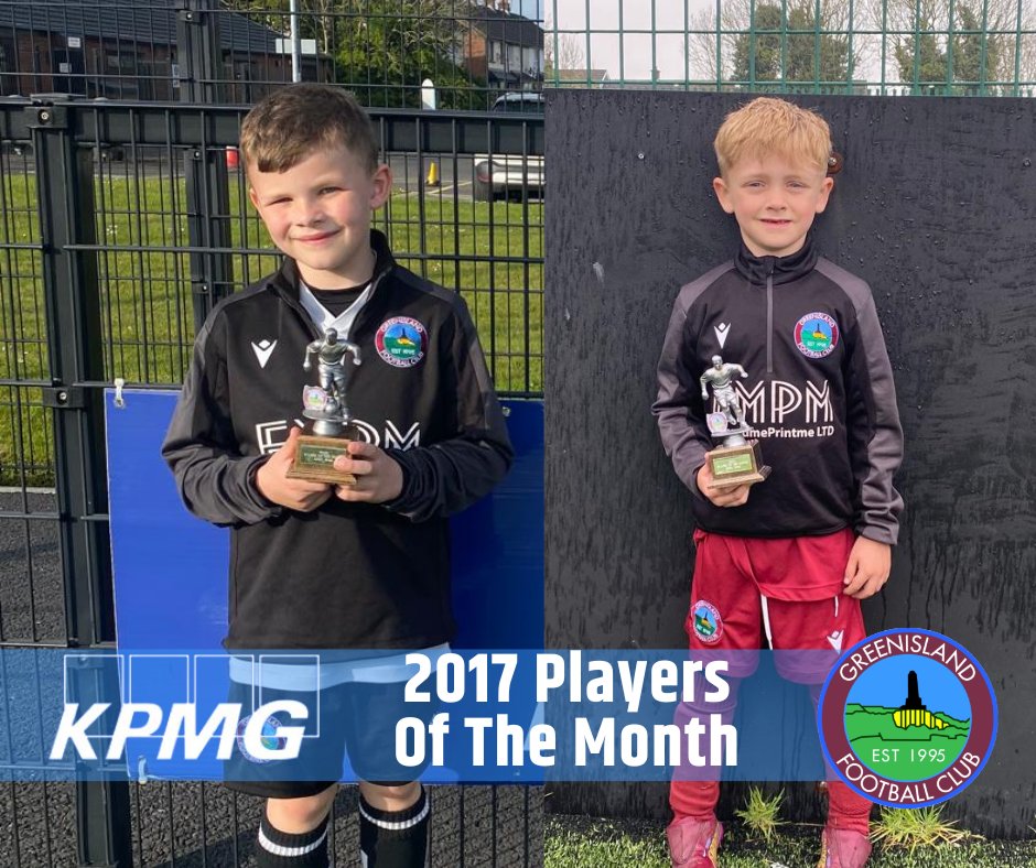 𝟮𝟬𝟭𝟳'𝘀 𝗣𝗹𝗮𝘆𝗲𝗿𝘀 𝗼𝗳 𝘁𝗵𝗲 𝗠𝗼𝗻𝘁𝗵

Congratulations to Archie and Jude on being awarded April's Players of the Month for our 2017's, kindly sponsored by @KPMG_Ireland

#TheJourneyContinues