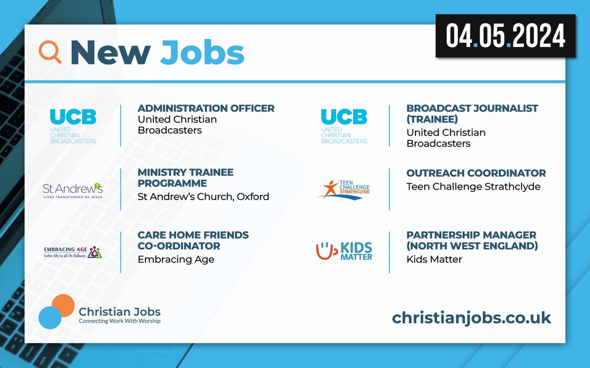 Looking for a new job? 🔍 Check these out from @ucbmedia, St Andrews Church Oxford, Teen Challenge Strathclyde, @embracingage and @KidsMatterUK. You can find all the latest jobs added to ChristianJobs.co.uk here: linktr.ee/ChristianJobs #UKChristianJobs