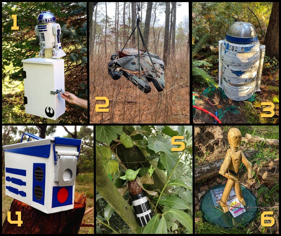 ✨🚀 May the 4th be with you! ✨🚀 Which #StarWars™ #geocache is your favorite? Comment with the number below. #geocaching #maythe4thbewithyou