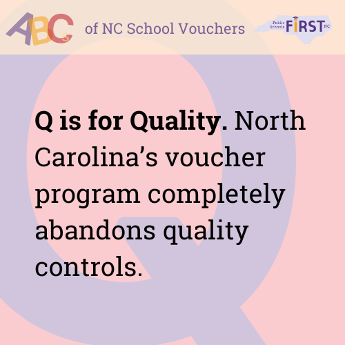 NC’s voucher program completely abandons Quality control. Private schools aren't required to teach the state-adopted content standards, their teachers don't have to be credentialed, have a college degree or pass a criminal background check #nced #ncpublicschools #noschoolvouchers