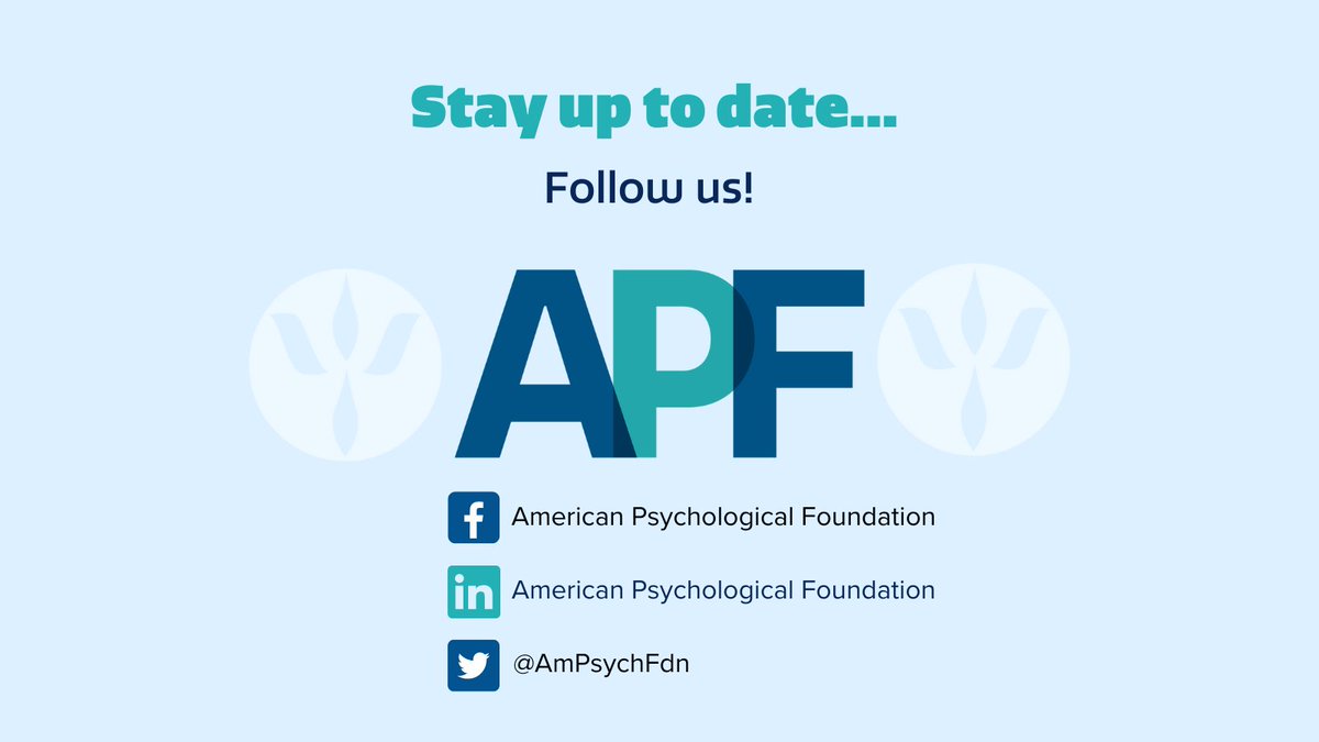 Follow APF to stay up to date on the latest in psychological research funding opportunities! #psychology #researchfunding