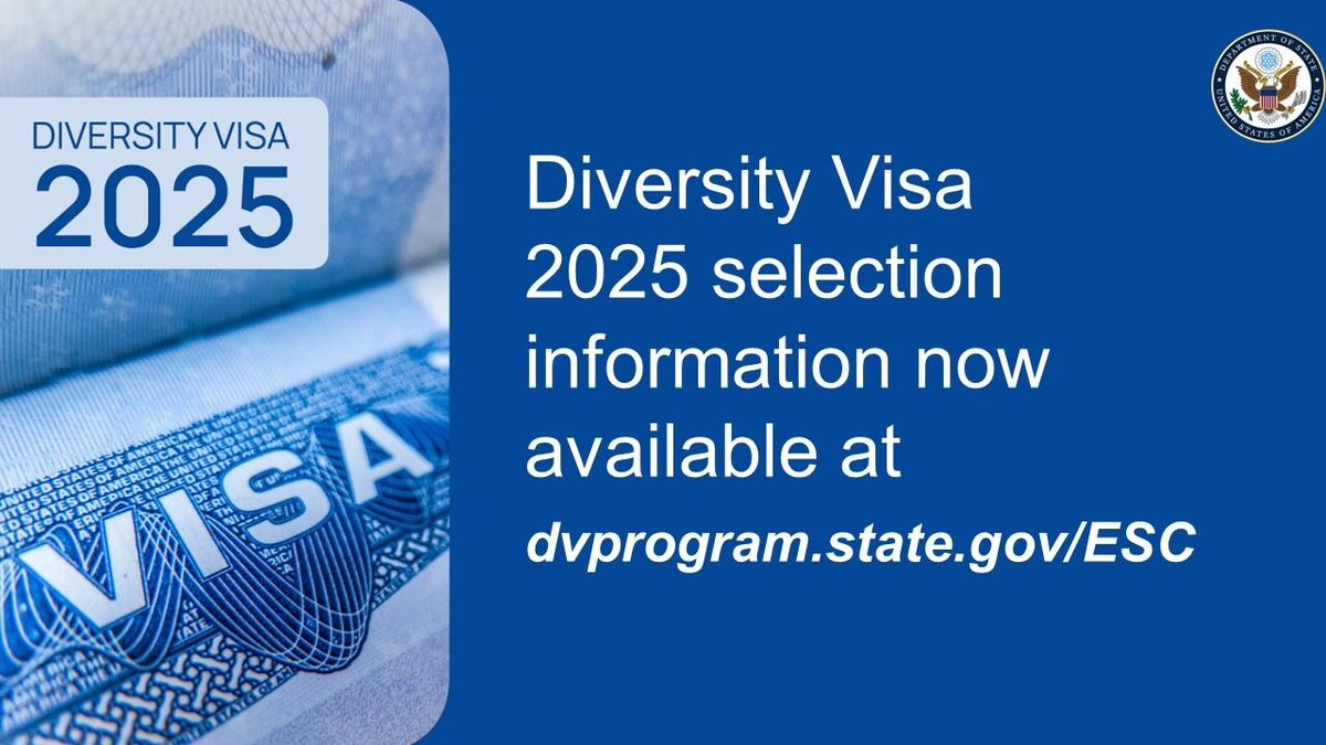 Diversity Visa 2025 selections are now available! Find out if you were selected by entering your confirmation number at dvprogram.state.gov/ESC/. This is the ONLY way to check if you have been selected. Selection does not guarantee a visa or an interview.