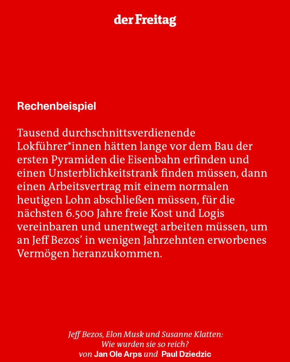 Ob Amazon, Tesla oder BMW: Diese Unternehmen machen ihre Besitzer superreich. Können wir das auch? Ein Blick in die Geschichte der reichsten Menschen der Welt zeigt: Es gibt einen Weg, den sie alle gegangen sind. Gerecht ist der nicht (F+) 🔗 freitag.de/autoren/der-fr…