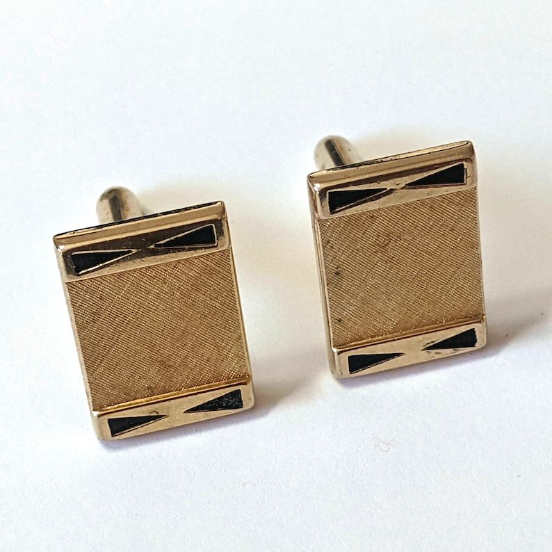 Vintage SWANK CUFFLINKS Art Deco Rectangle Gold Tone Etched Pattern by COINeredShop etsy.me/41UCNE4
