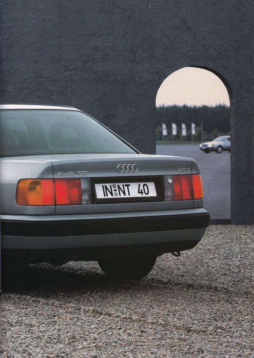 The final design to carry the long-standing Audi 100 name, the C4 generation arrived in 1990. This introductory brochure hailed it as 'proof of the truth of yet another Audi credo: that a car need not lose its character and individuality in the wind tunnel'. #carbrochure #Audi